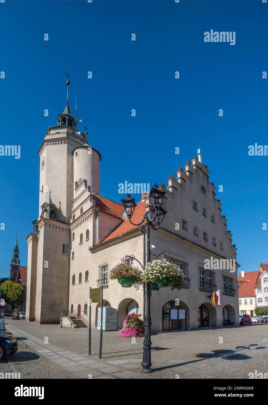Municipio, intorno al 1600, stile rinascimentale, Piazza del mercato a Prusice, Voivodato della bassa Slesia, Polonia Foto Stock