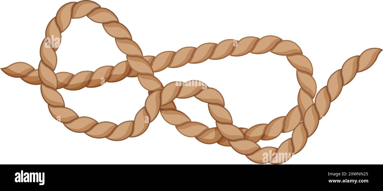 illustrazione vettoriale cartoni animati nodo corda piegata Illustrazione Vettoriale