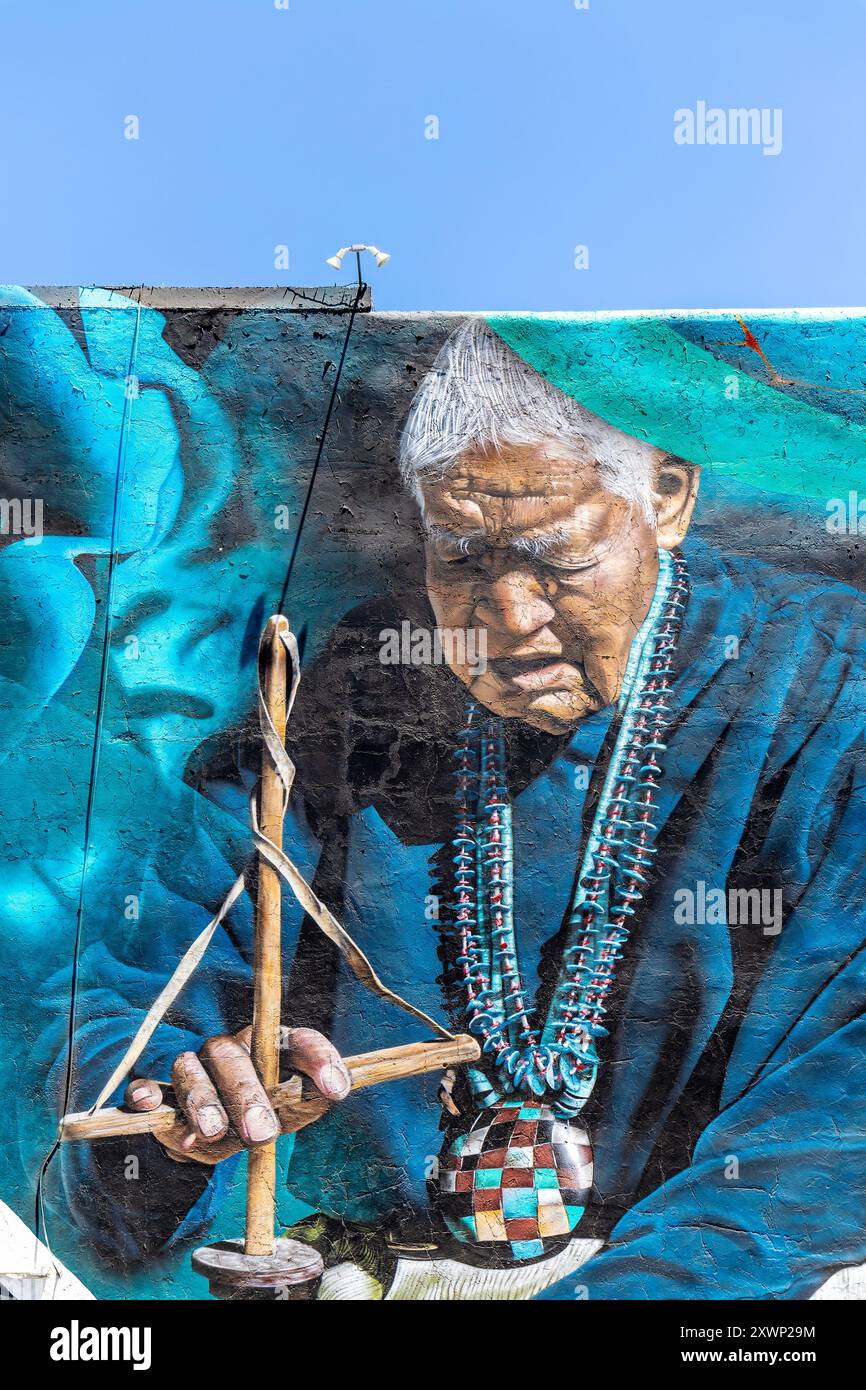 Murale di Noé Barnett al Turquoise Museum, Albuquerque, New Mexico, USA Foto Stock