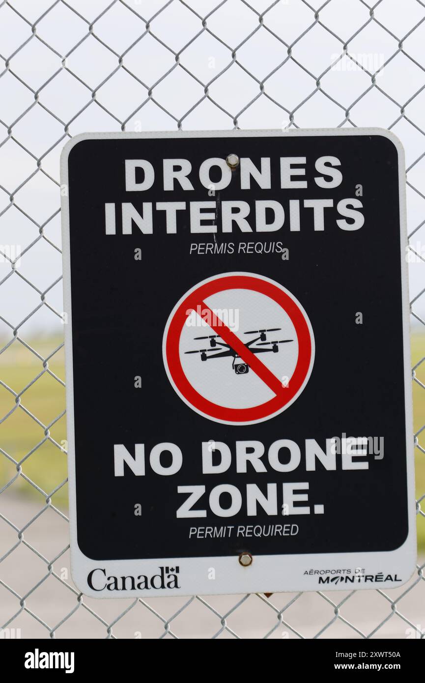 Nessun segnale di avvertimento per i droni. Montreal, Quebec, Canada Foto Stock