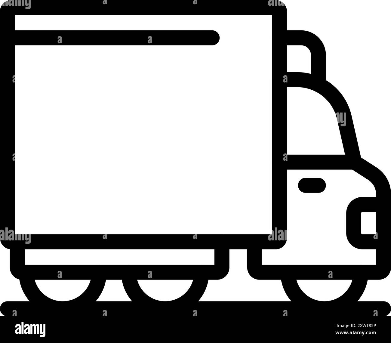 Semplice icona a forma di riga che rappresenta un veicolo per consegne su strada, simboleggiando logistica e trasporto Illustrazione Vettoriale