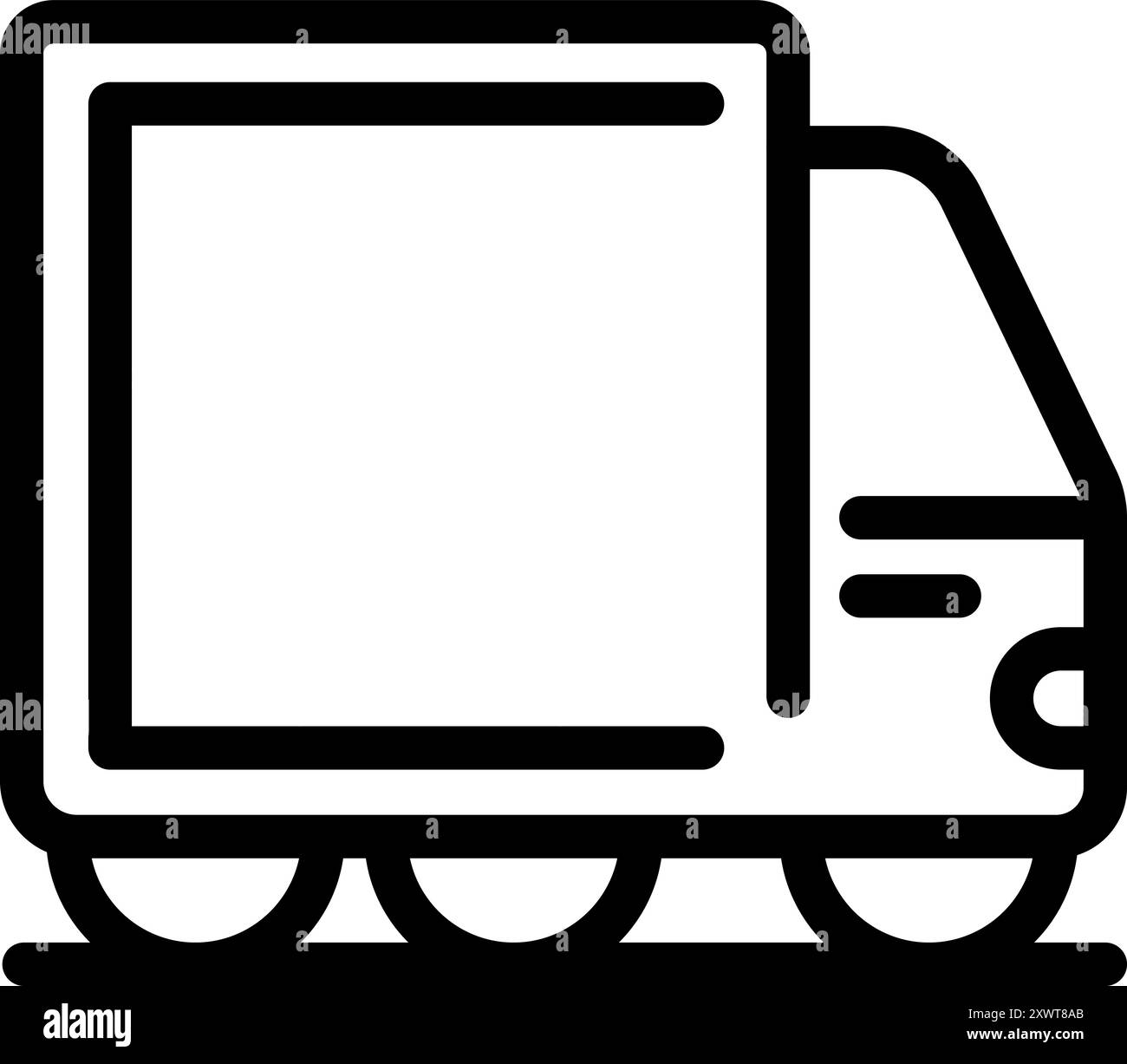 Semplice vettore di un veicolo per consegne che si muove su una strada, perfetto per rappresentare il trasporto di merci Illustrazione Vettoriale