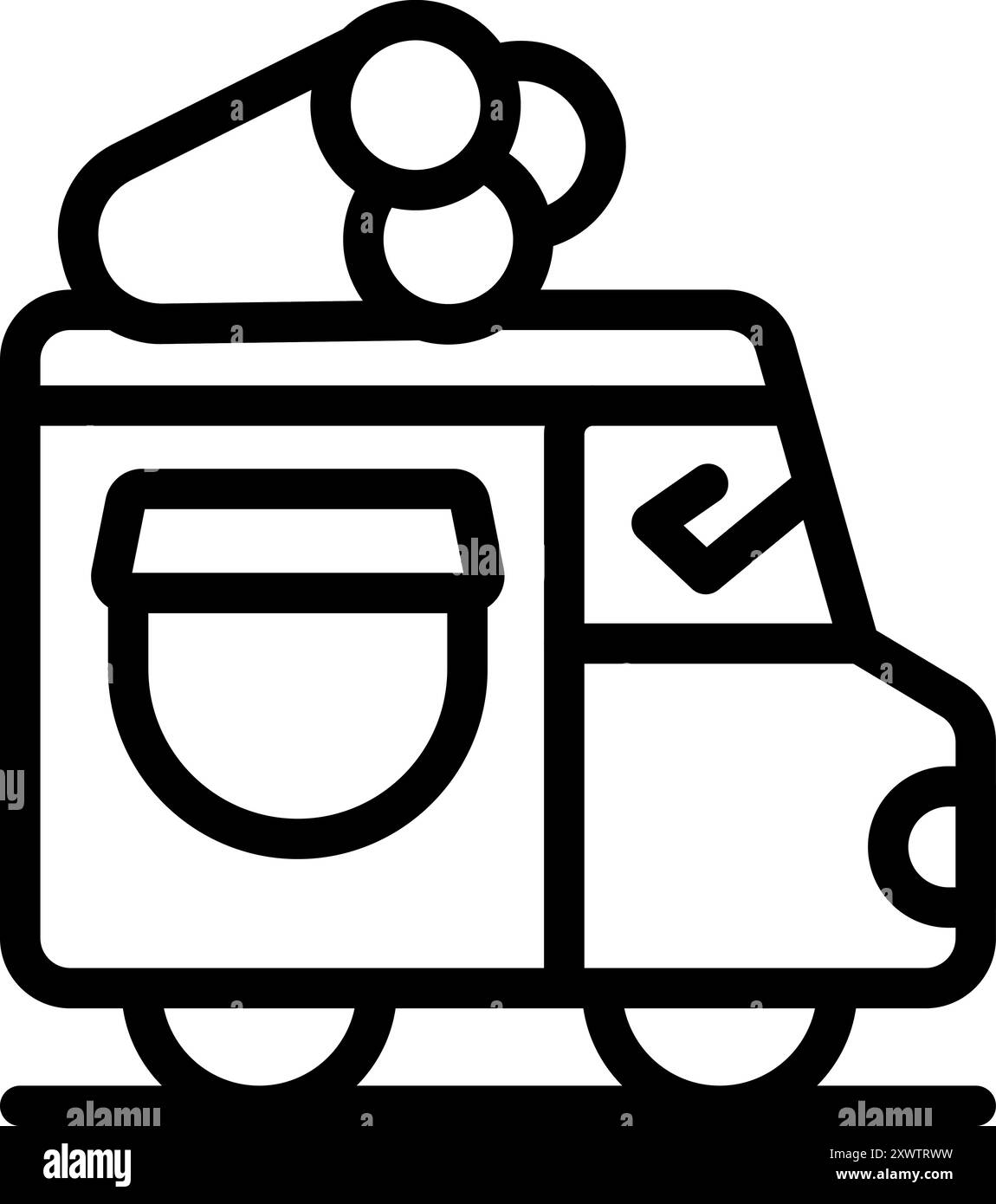 Food truck che porta l'icona della caramella di cotone, stile Illustrazione Vettoriale