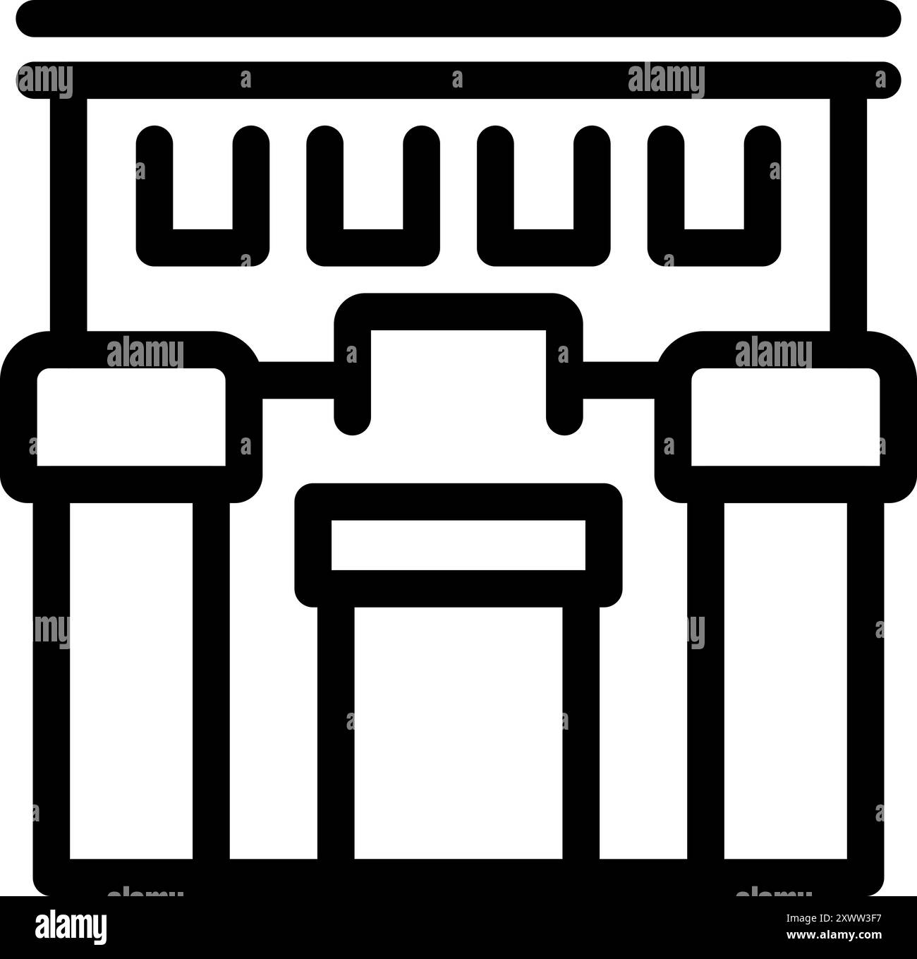Icona line art che rappresenta un edificio governativo con colonne, adatto a concetti istituzionali o civici Illustrazione Vettoriale