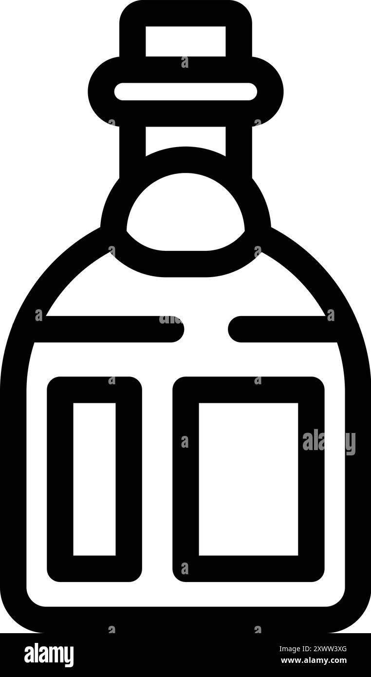 Il flacone per farmacia è raffigurato con un tappo in sughero, potenzialmente contenente medicinali o altre sostanze farmaceutiche Illustrazione Vettoriale