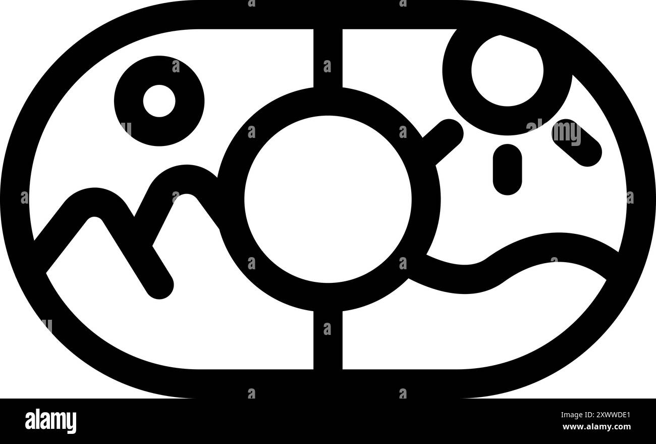 La semplice icona del software di fotoritocco mette a confronto due immagini, una di una scena diurna e una di una della stessa scena di notte Illustrazione Vettoriale