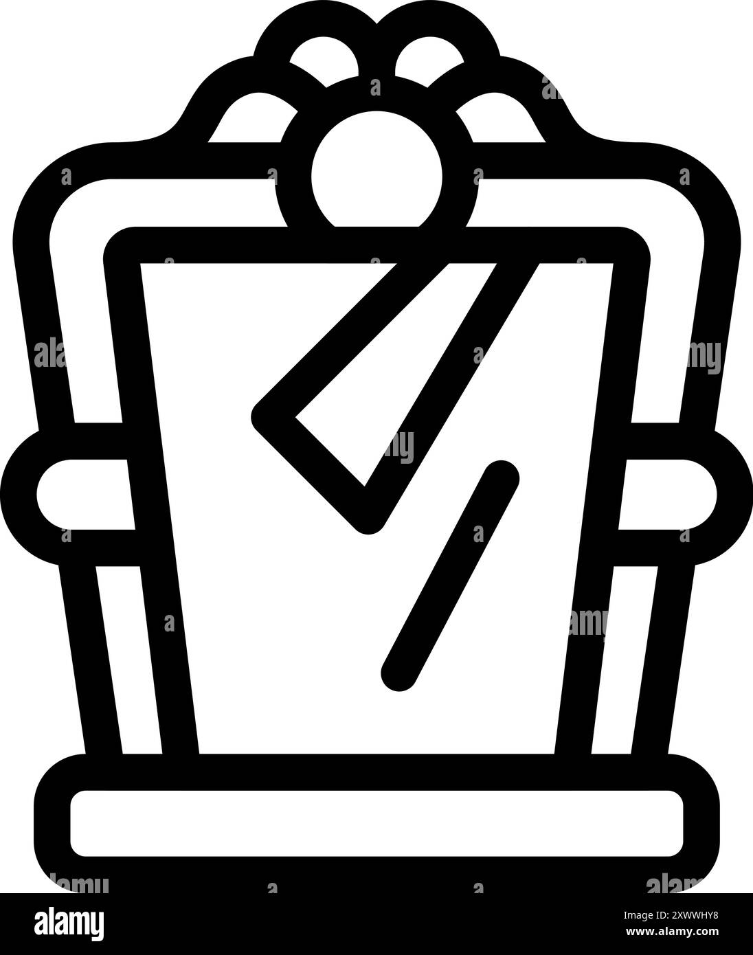 Illustrazione in bianco e nero di una lapide decorata con fiori che rappresentano lutto e lutto Illustrazione Vettoriale