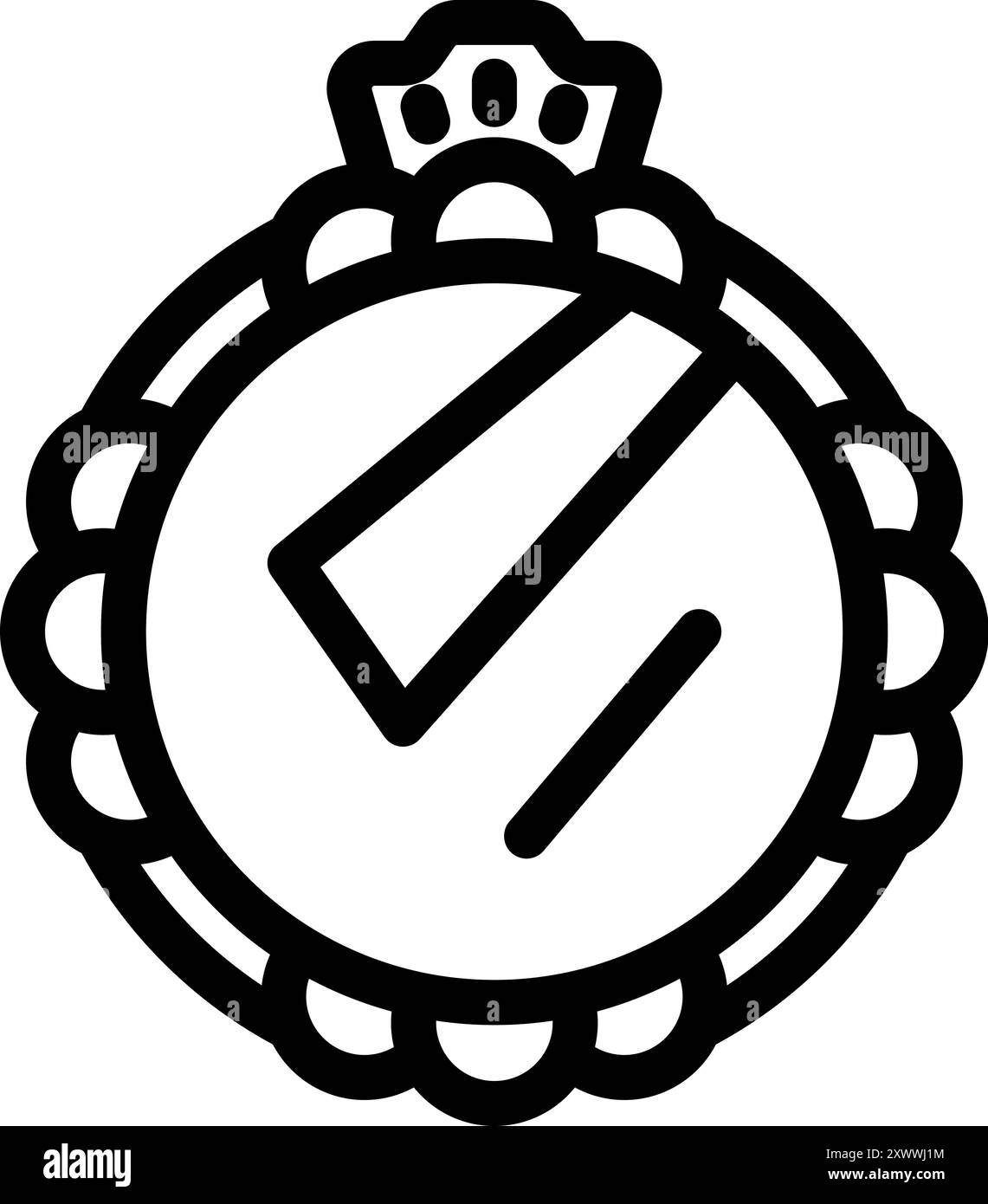 Lo specchio rotondo per principessa con decorazione a corona e perline è perfetto per il logo del salone di bellezza o per il concetto da favola Illustrazione Vettoriale