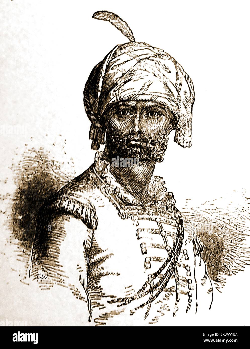 Un ritratto del XIX secolo del principe indiano Hyder Ali, nato nel 1728 (morto nel 1782). Era anche conosciuto come sultano di Mysore e aveva numerosi titoli durante la sua vita. - Portrait du XIXe siècle de l'éminent Prince indien Hyder Ali, né en 1728 (mort en 1782). Il était également connu sous le nom de sultan de Mysore et a porté de nombreux titers au cours de sa vie. - 19ਵੀਂ ਸਦੀ ਦੇ ਪ੍ਰਸਿੱਧ ਭਾਰਤੀ ਰਾਜਕੁਮਾਰ ਹੈਦਰ ਅਲੀ ਦਾ ਪੋਰਟਰੇਟ, ਜਿਸਦਾ ਜਨਮ 1728 (ਮੌਤ 1782) ਸੀ। ਉਸ ਨੂੰ ਮੈਸੂਰ ਦੇ ਸੁਲਤਾਨ ਵਜੋਂ ਵੀ ਜਾਣਿਆ ਜਾਂਦਾ ਸੀ ਅਤੇ ਉਸ ਦੇ ਜੀਵਨ ਦੌਰਾਨ ਕਈ ਖ਼ਿਤਾਬ ਸਨ। - بھارتی شہزادے حیدر علی دی 19ویں صدی دی اک تصویر، جنم 1 Foto Stock