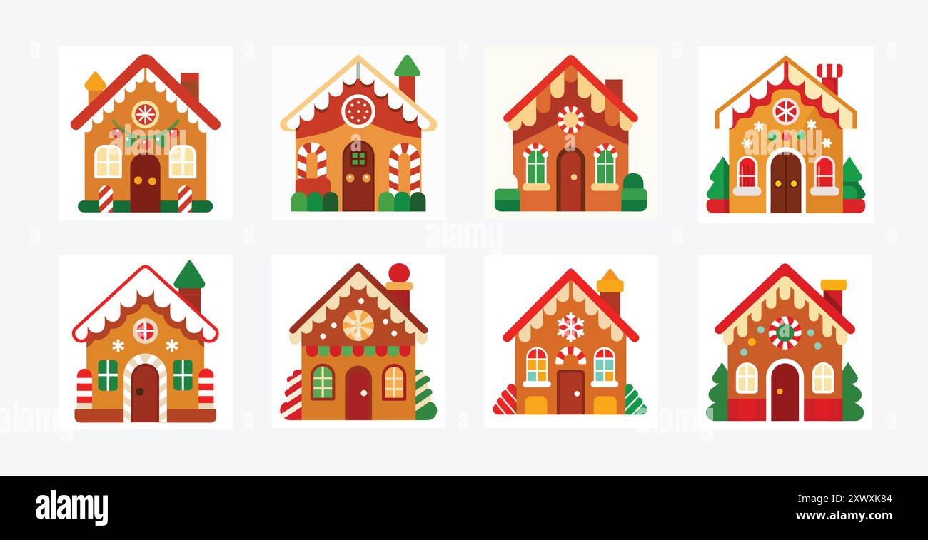 Christmas Gingerbread House - grafica stampabile per le feste Illustrazione Vettoriale