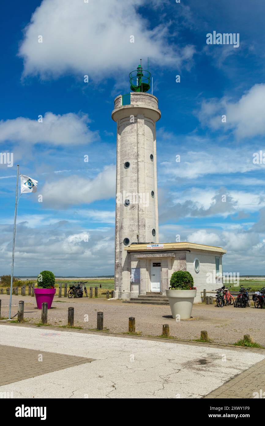 Faro di le Hourdel, Baia di somme, Cayeux-sur-Mer, somme, Francia Foto Stock