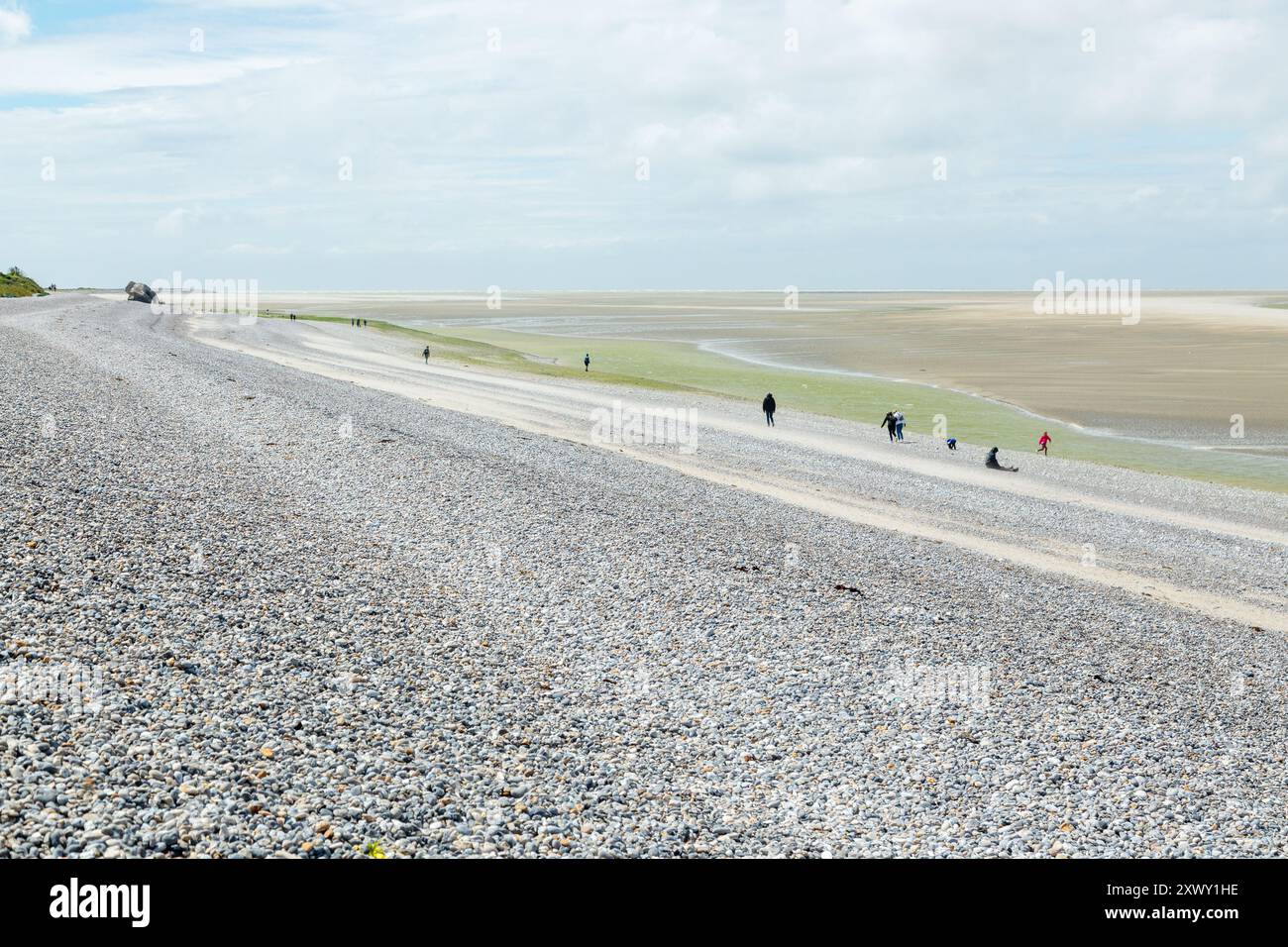 Shingle Bank Pointe du Hourdel, somme. Francia Foto Stock