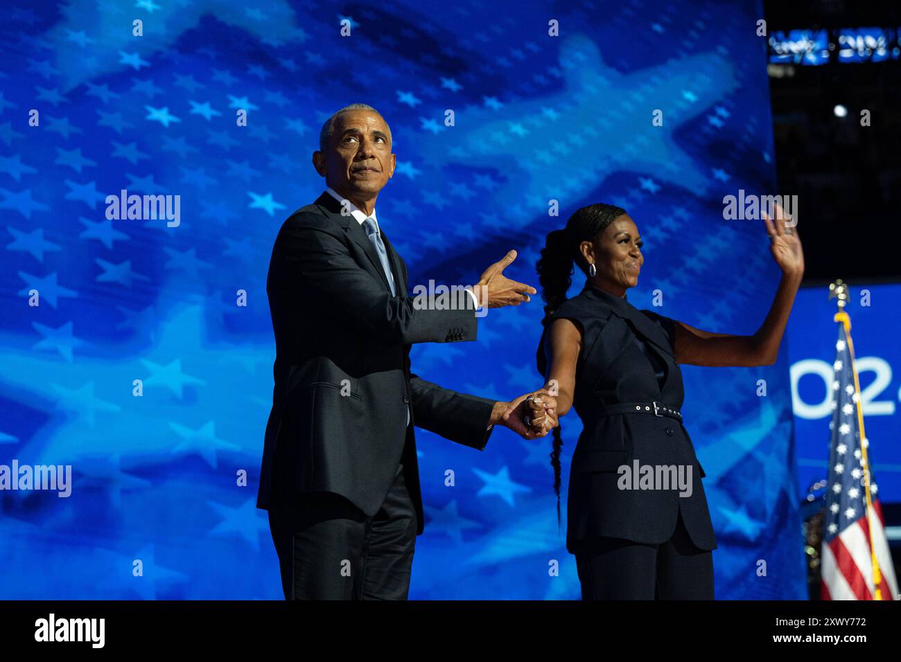 Illinois, Stati Uniti. 20 agosto 2024. Convention nazionale democratica a Chicago, Illinois, USA, presso lo United Center martedì 20 agosto 2024. Crediti: Annabelle Gordon/CNP/Media Punch/Alamy Live News Foto Stock