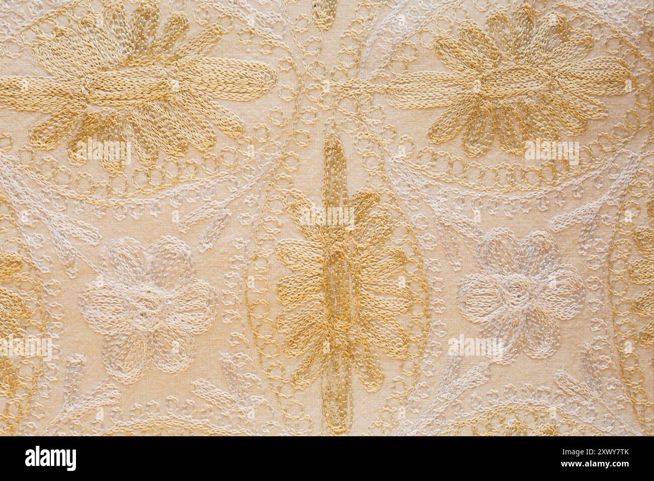 Tessuto con ornamenti ricamati Foto Stock
