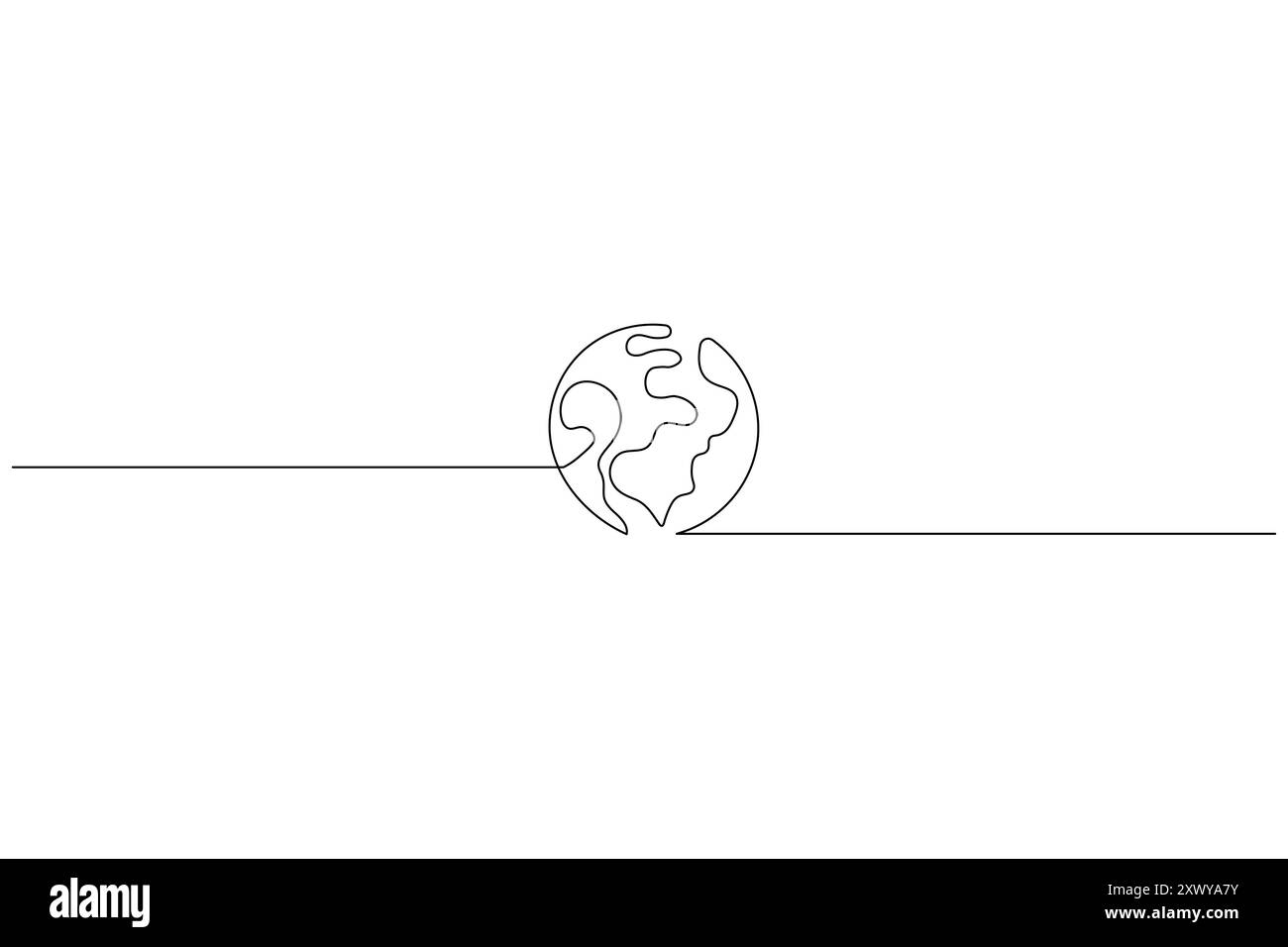 Globo terrestre continuo disegno di una linea dell'icona vettoriale del contorno isolato Illustrazione Vettoriale