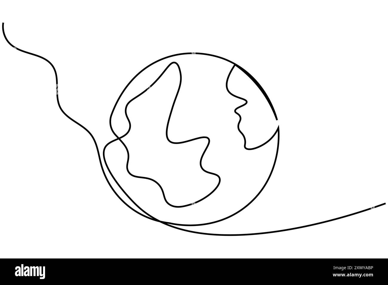 Globo terrestre continuo disegno di una linea dell'icona vettoriale del contorno isolato Illustrazione Vettoriale