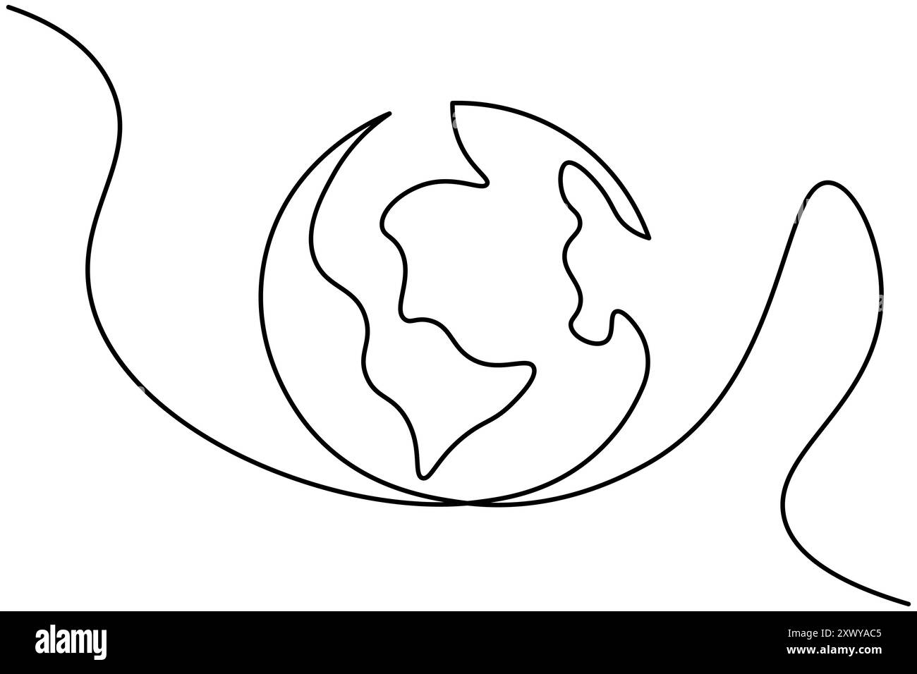 Globo terrestre continuo disegno di una linea dell'icona vettoriale del contorno isolato Illustrazione Vettoriale