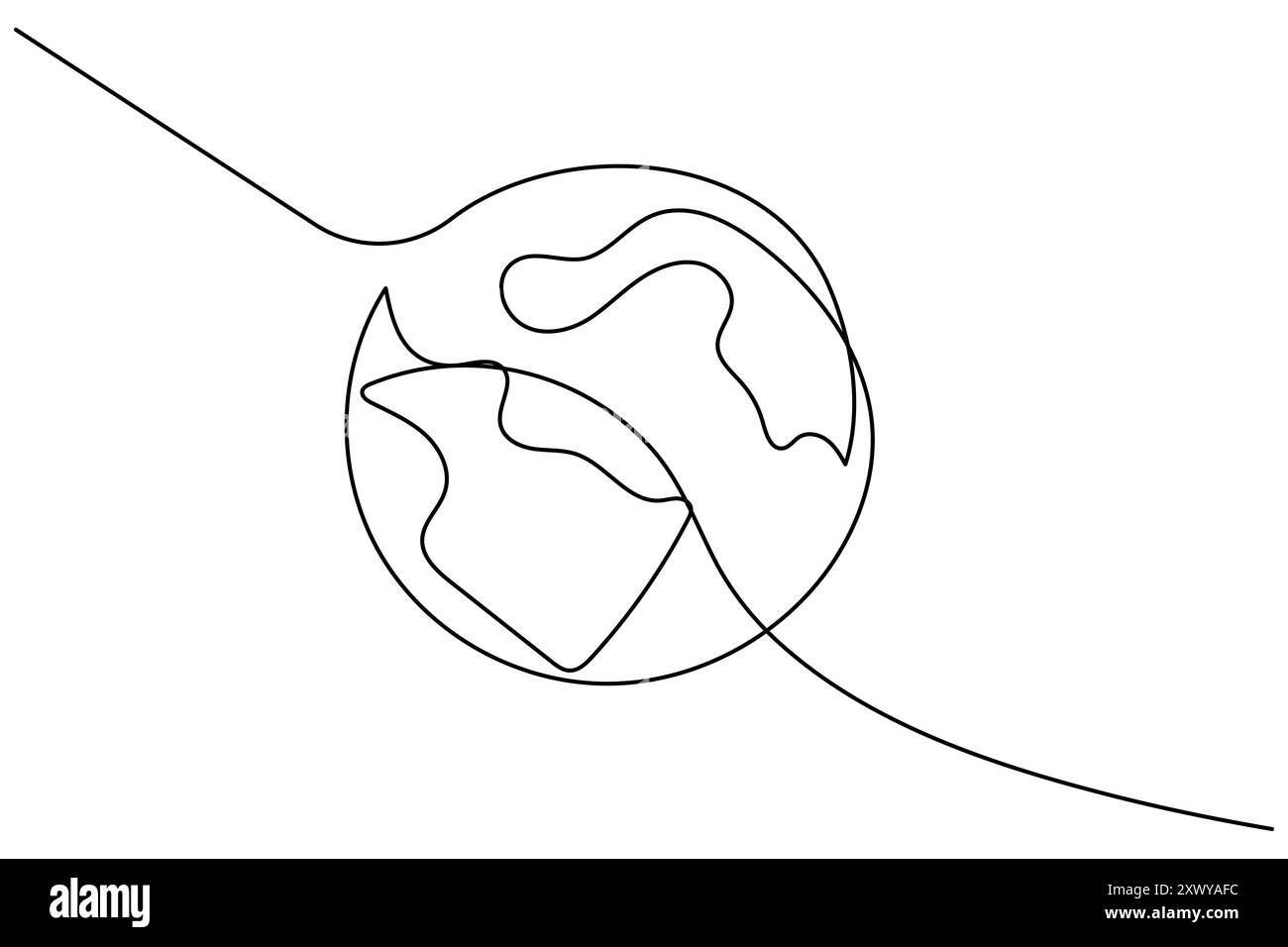 Globo terrestre continuo disegno di una linea dell'icona vettoriale del contorno isolato Illustrazione Vettoriale