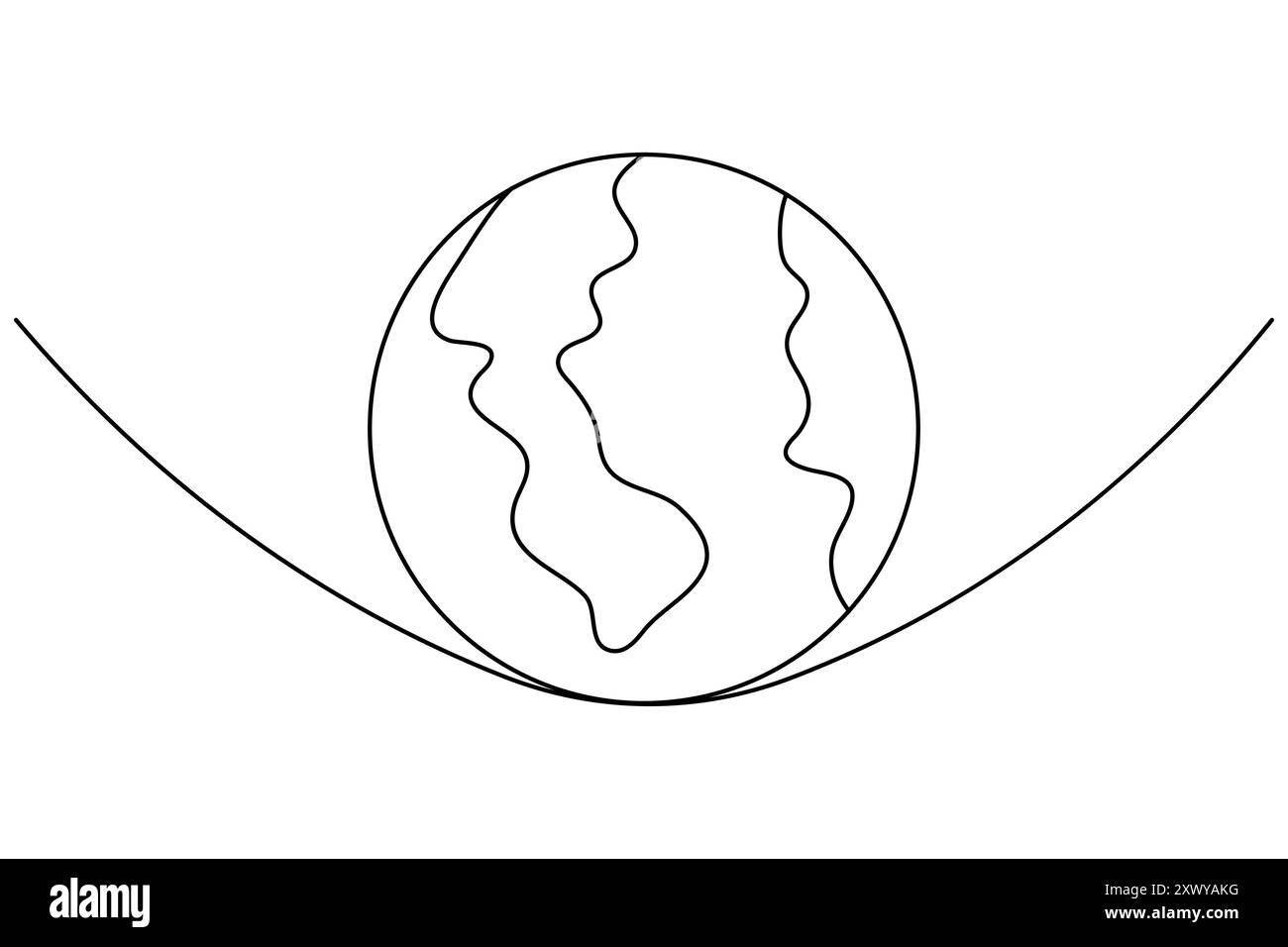 Globo terrestre continuo disegno di una linea dell'icona vettoriale del contorno isolato Illustrazione Vettoriale