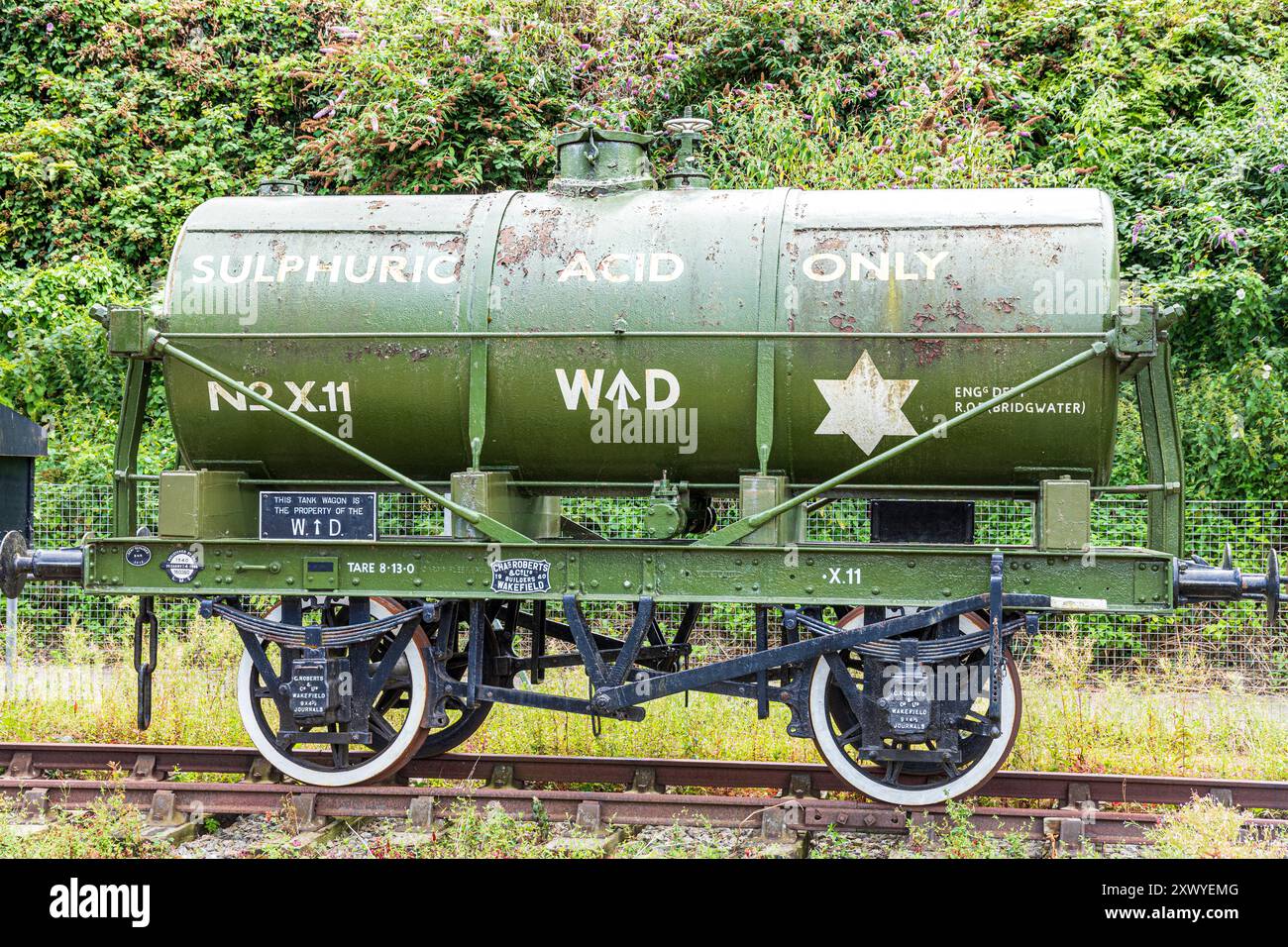 Un ex carro armato di acido solforico WD (costruito nel 1940) sulla Bristol Harbour Railway, Canons Marsh, Bristol Docks, Bristol City, Inghilterra Regno Unito Foto Stock