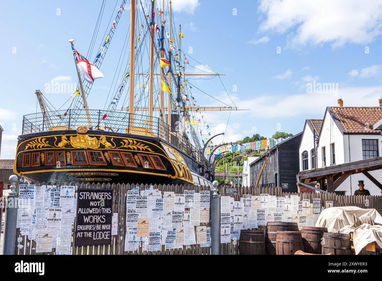 La S Great Britain costruita da Isambard Kingdom Brunel varata nel 1843 ora riposa nel Great Western Dockyard, Floating Harbour, Bristol City UK Foto Stock