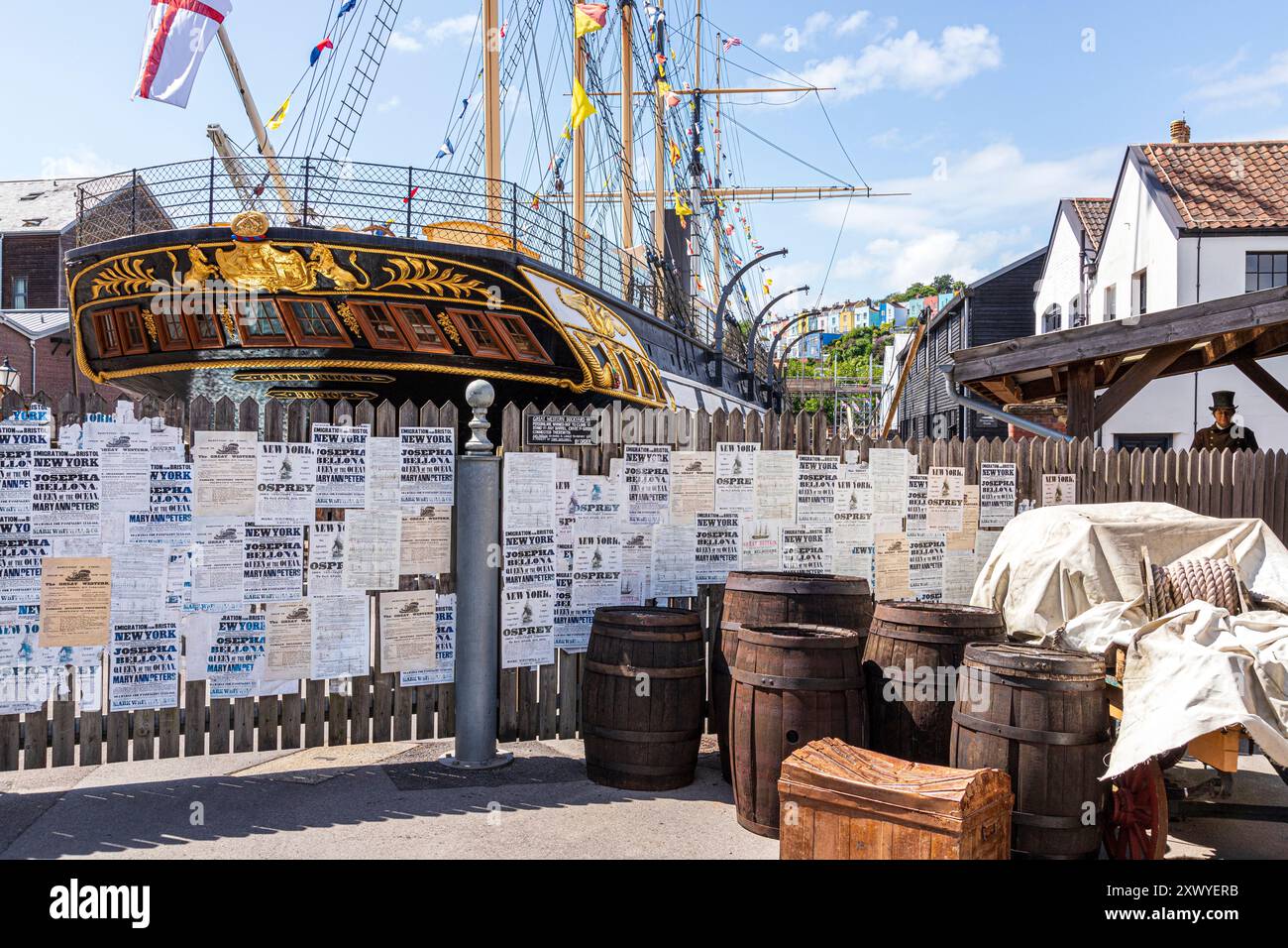 La S Great Britain costruita da Isambard Kingdom Brunel varata nel 1843 ora riposa nel Great Western Dockyard, Floating Harbour, Bristol City UK Foto Stock