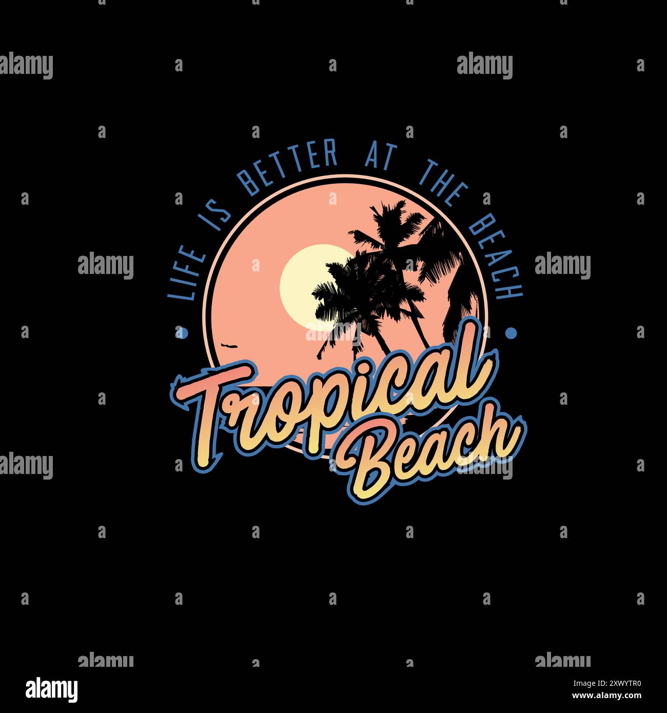 La vita di Tropical Beach e' migliore al design grafico estivo della spiaggia Illustrazione Vettoriale