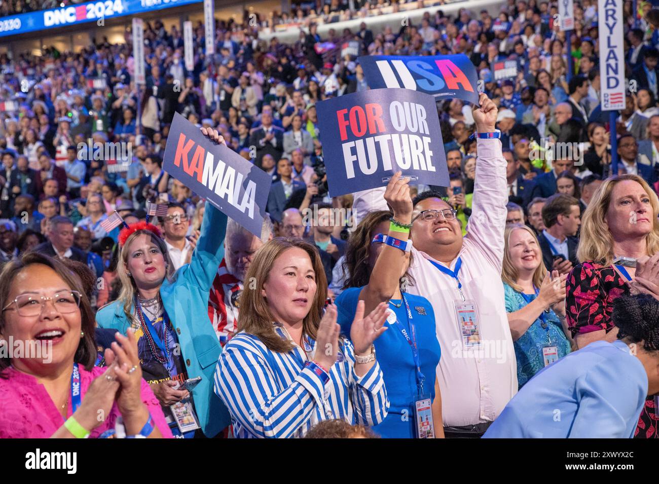 Congresso Nazionale Democratico 2° giorno Chicago. Cerimonia di apertura della convention DNC a Chicago allo United Center. Foto Stock
