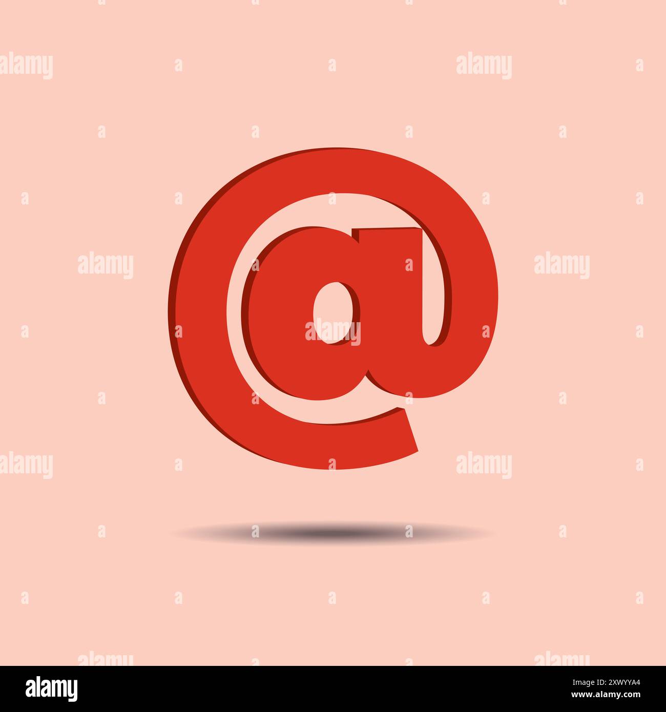 Semplice icona vettoriale di posta elettronica 3D su sfondo rosa Illustrazione Vettoriale