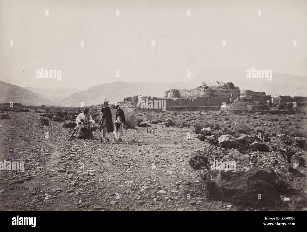 Seconda guerra anglo-afghana. Foto d'epoca di Jamrud Fort vicino al Khyber. Passo Khyber, lato Peshawar. Afghanistan. 1879-1880 Foto Stock