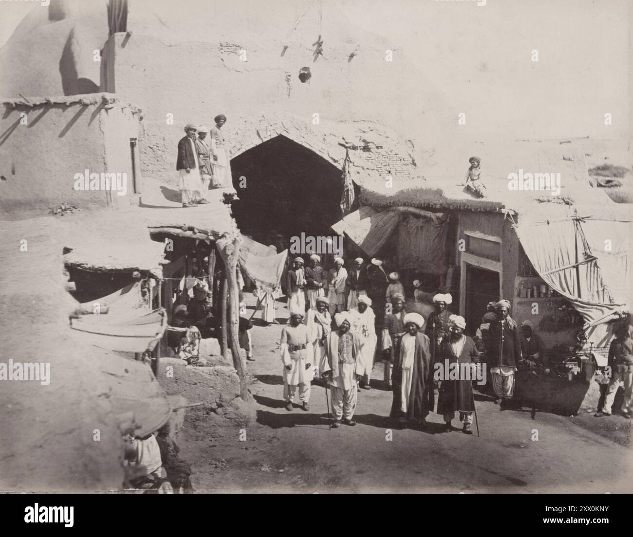 Seconda guerra anglo-afghana. Foto d'epoca di Street View a Kandahar. Afghanistan. 1878-1880 Foto Stock
