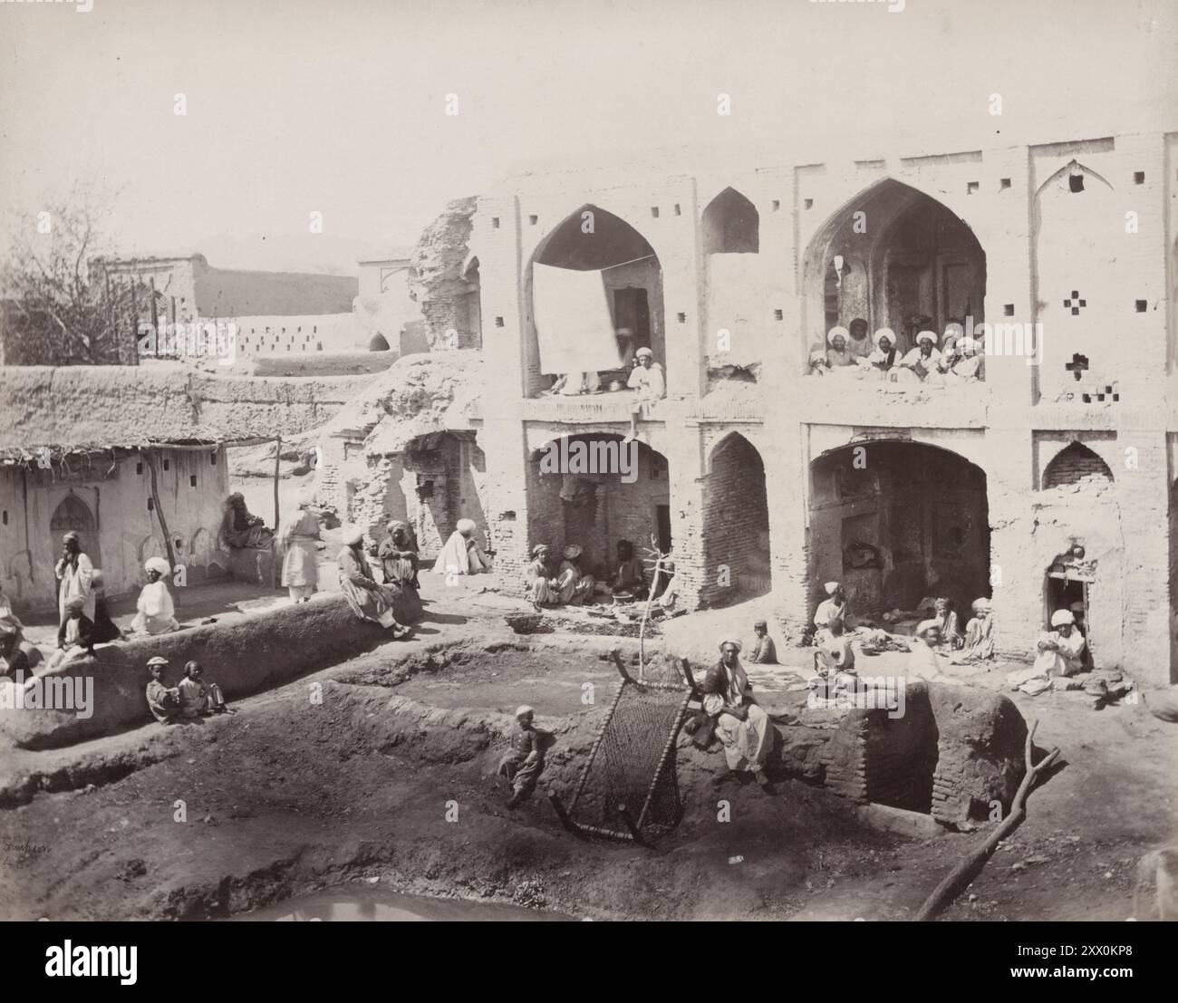 Seconda guerra anglo-afghana. Foto d'epoca di Street View a Kandahar. Afghanistan. 1878-1880 Foto Stock