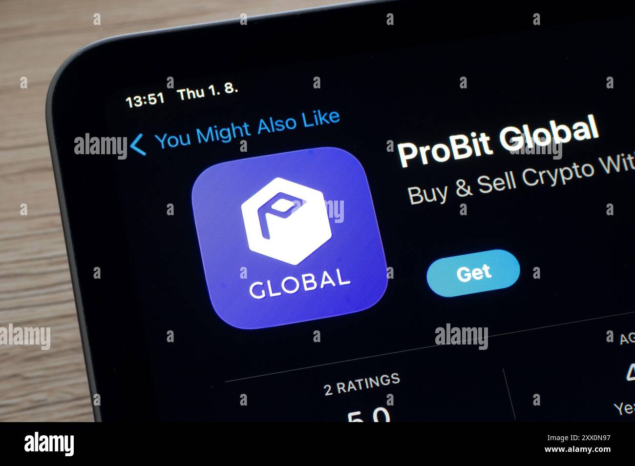 OSTRAVA, CECHIA - 1 AGOSTO 2024: App store con probit Global applicazione mobile per acquistare e vendere criptovalute Foto Stock