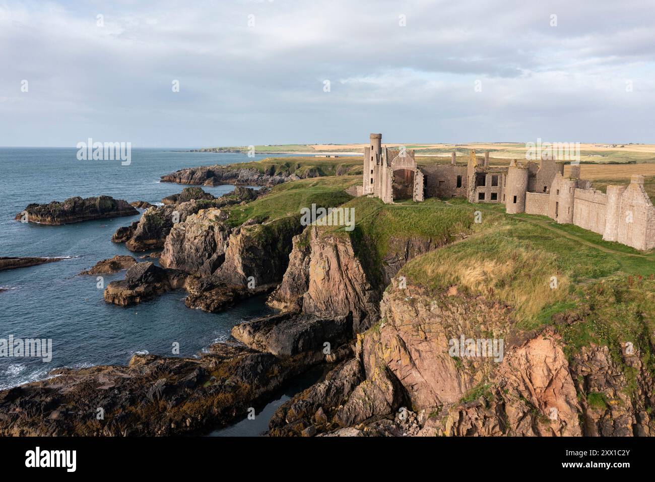 Slains Castle, vicino a Cruden Bay, Aberdeenshire, Scozia, Regno Unito. Foto Stock