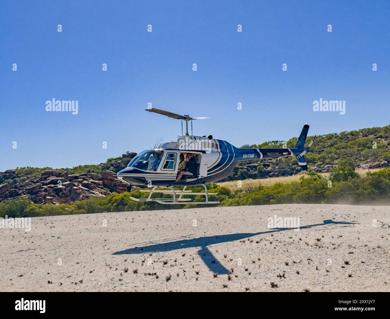 Cascate del fiume Mitchell in elicottero da Swift Bay, Kimberley, Australia Occidentale, Australia, Pacifico Foto Stock