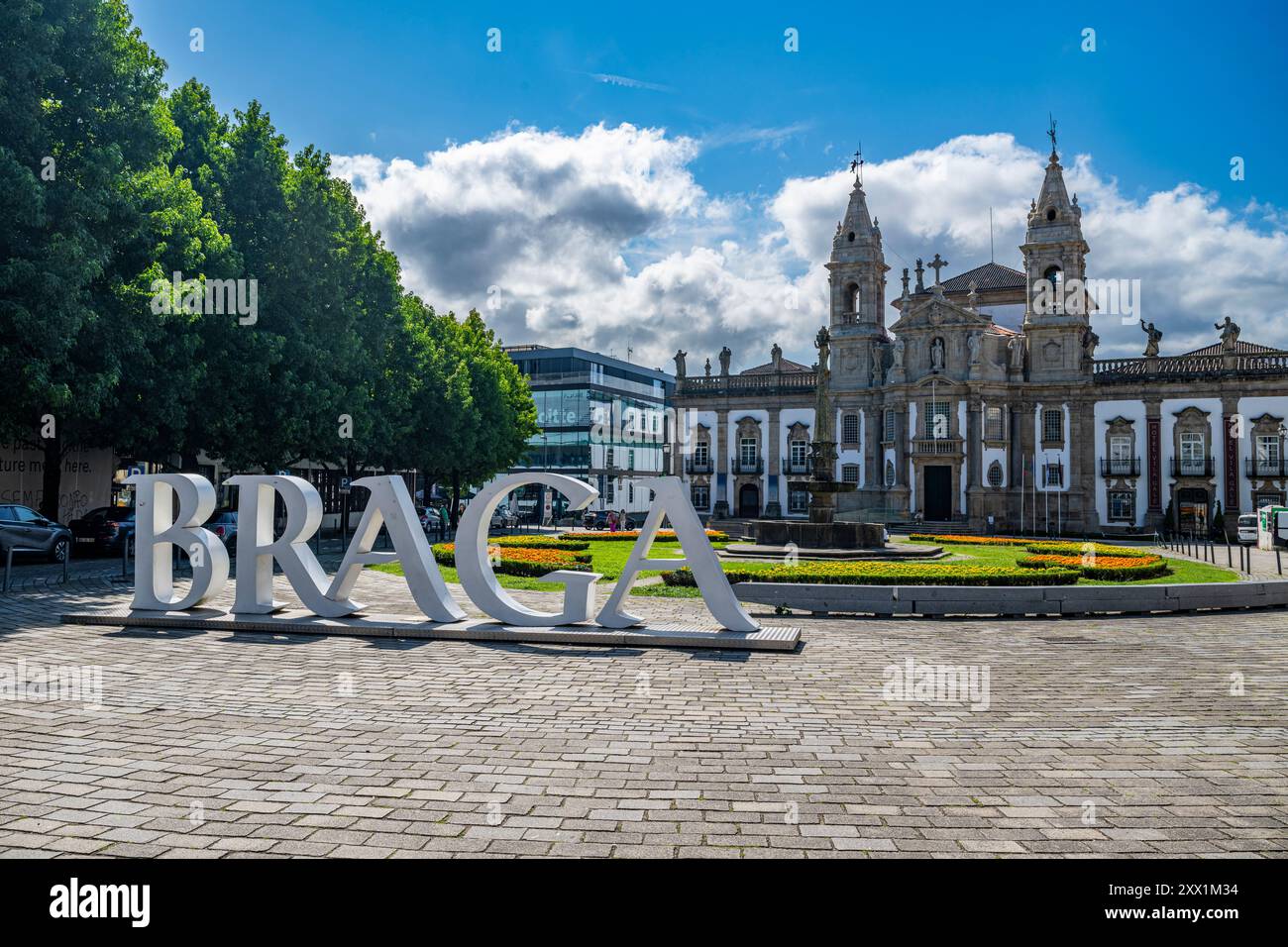 Piazza della città, Braga, Norte, Portogallo, Europa Foto Stock