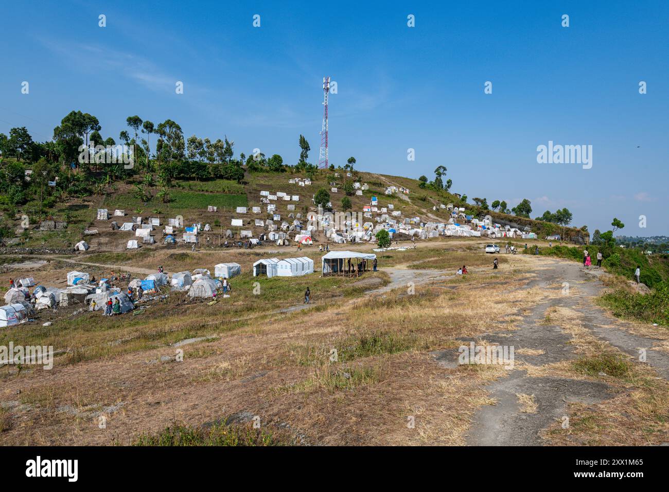 Campo profughi fuori Goma, Repubblica Democratica del Congo, Africa Foto Stock