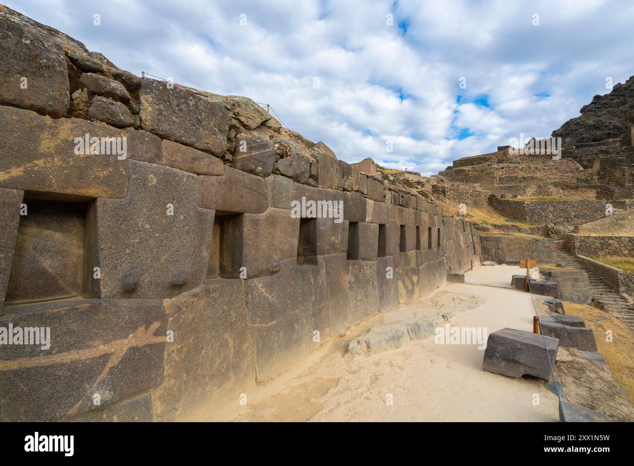 Sito archeologico di Ollantaytambo, distretto di Ollantaytambo, valle sacra, provincia di Urubamba, regione di Cusco (Cuzco), Perù, Sud America Foto Stock