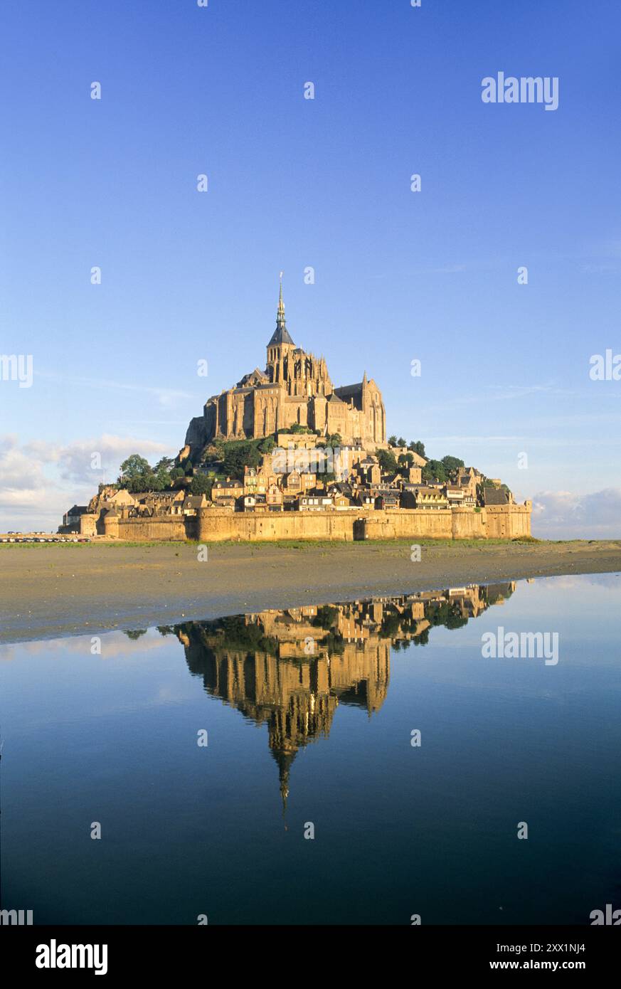 Baia e abbazia di Mont-Saint-Michel, patrimonio dell'umanità dell'UNESCO, dipartimento della Manche, regione della Normandia, Francia, Europa Foto Stock