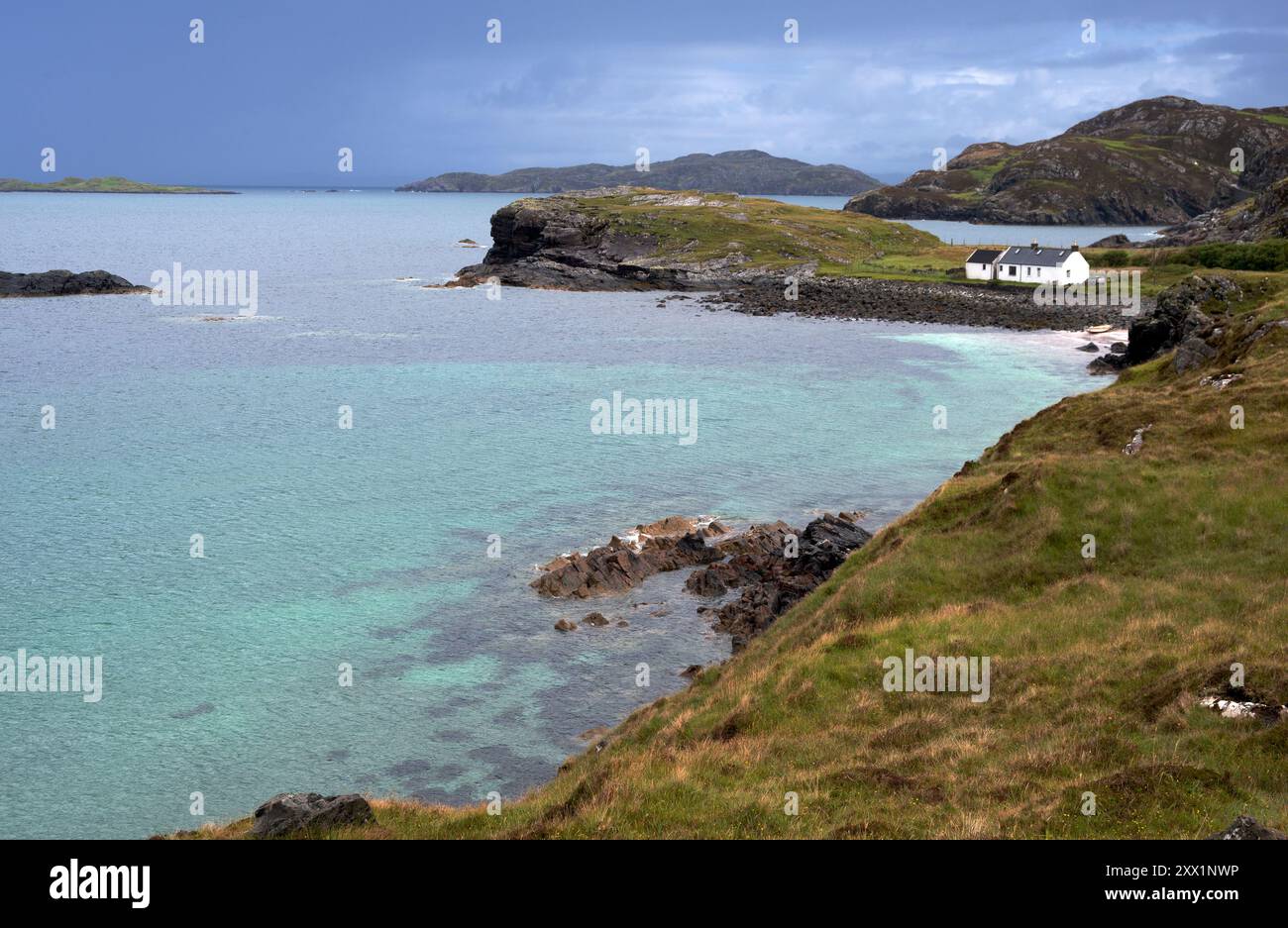 Clashnessie-Drumbeg Road, Assynt, Sutherland, Highlands, Scozia, Regno Unito, Europa Foto Stock