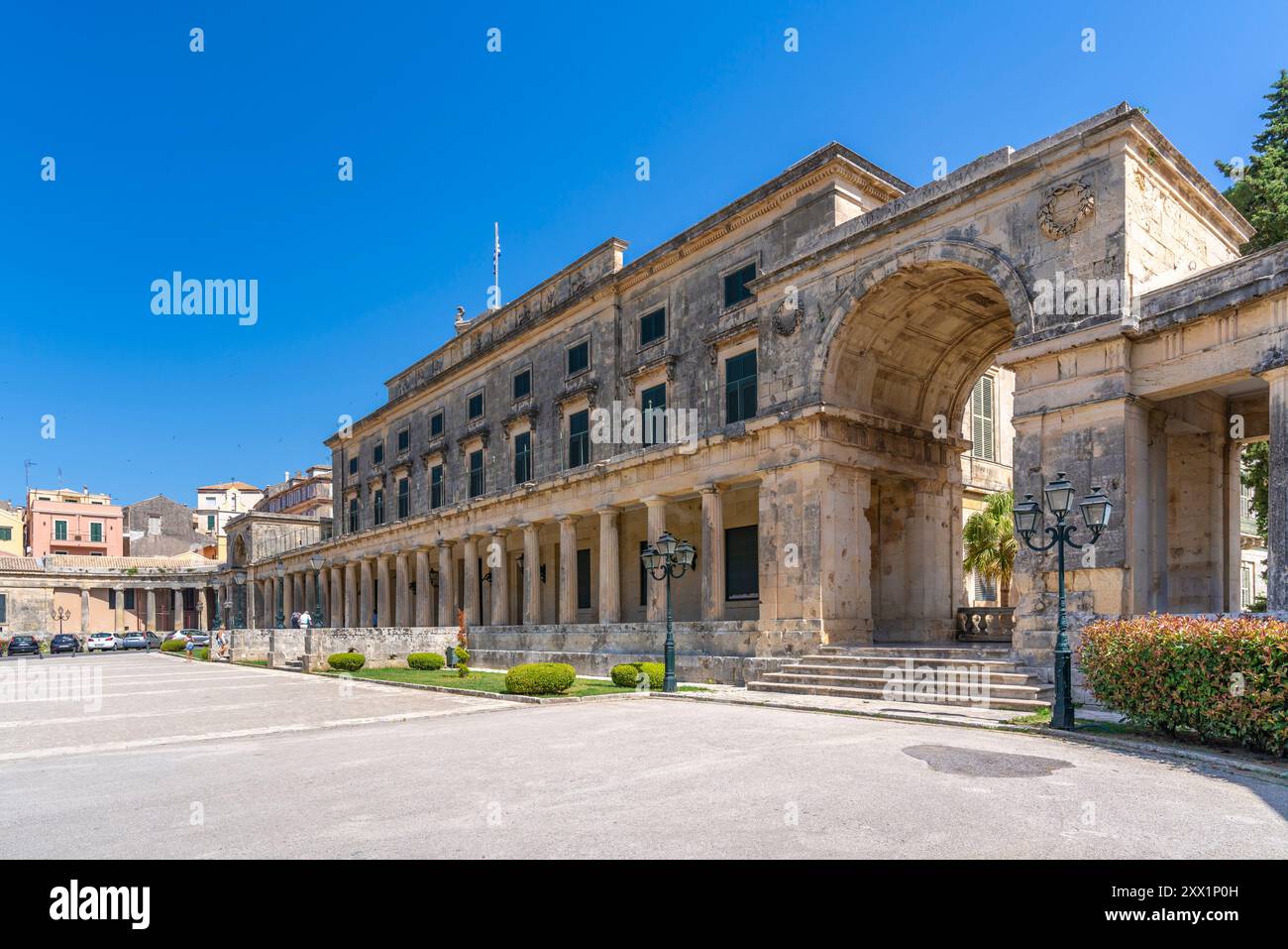 Vista del Museo di arte asiatica di Corfù, Corfù, Mar Ionio, isole greche, Grecia, Europa Foto Stock