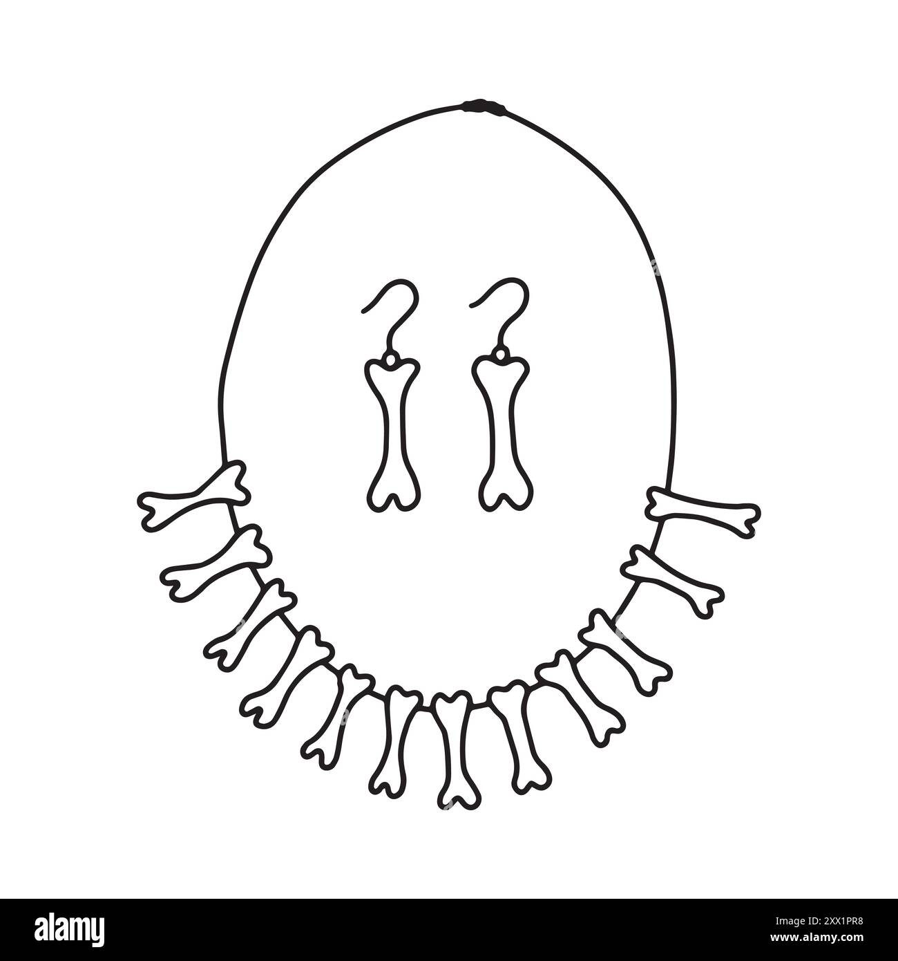 Collana e orecchini con osso Illustrazione Vettoriale