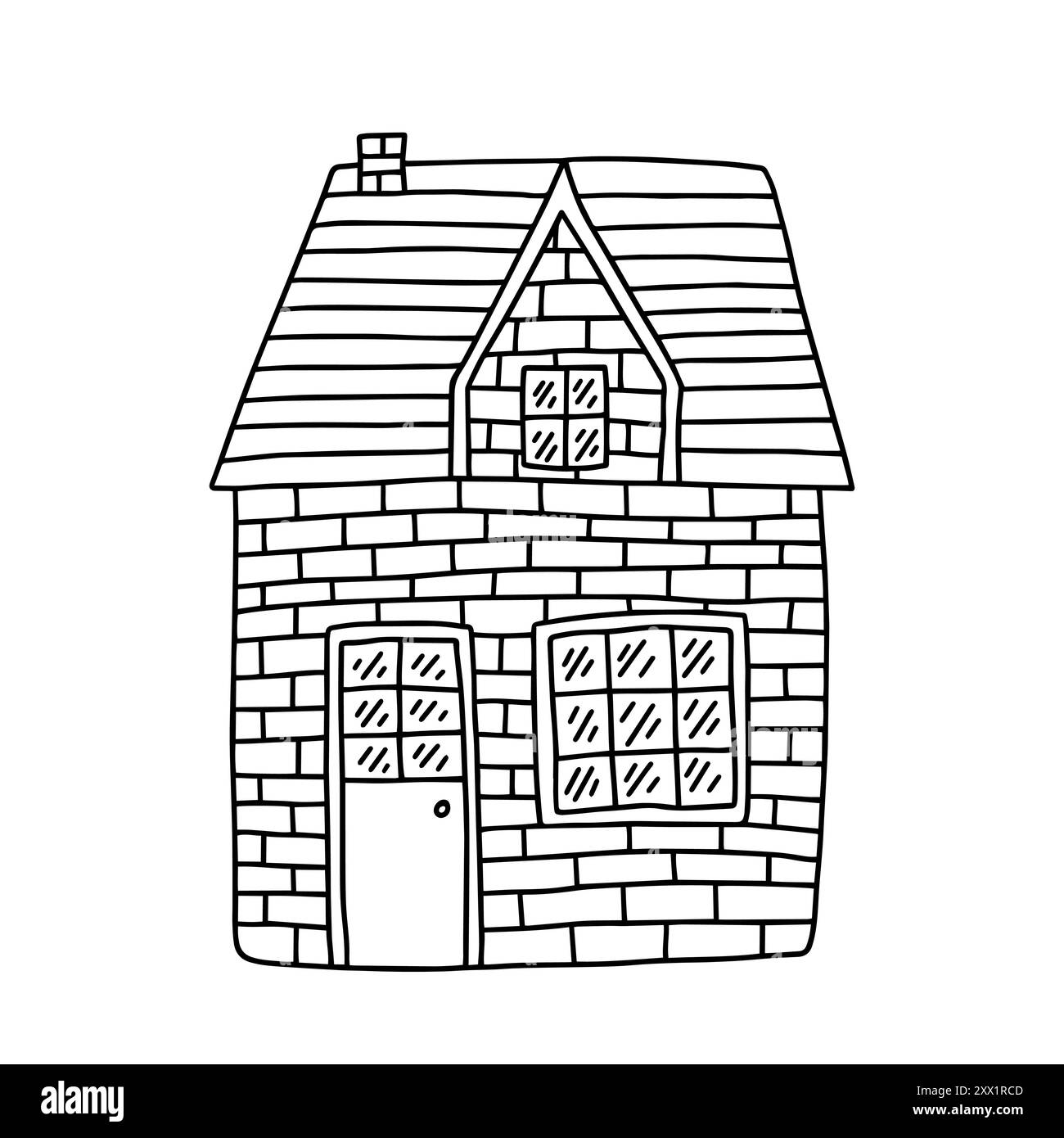 Casa di campagna disegnata a mano Illustrazione Vettoriale