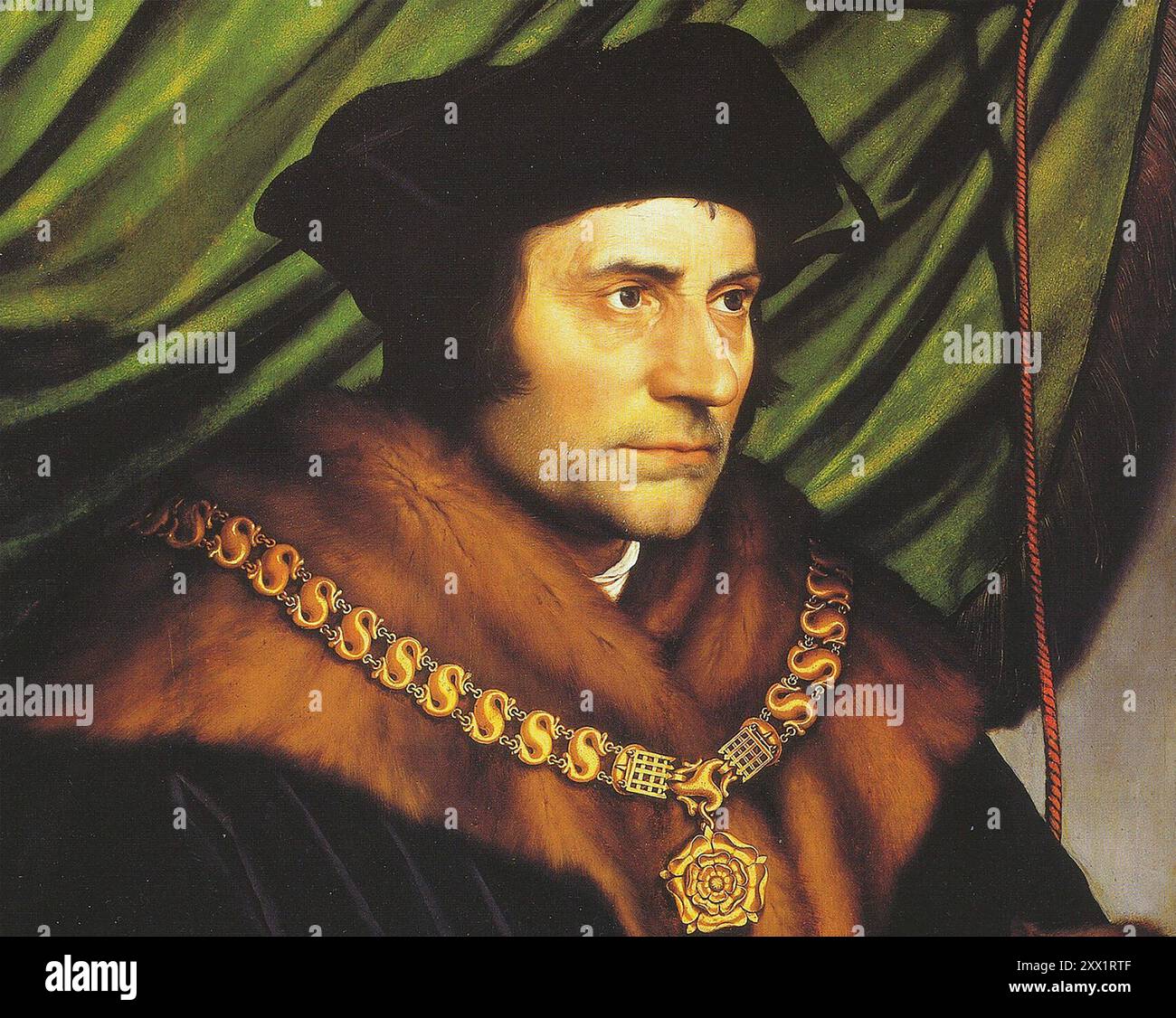 THOMAS MORE (1478-1535) avvocato inglese, statista e umanista. Dettaglio del dipinto del 1527 di Hans Holbein il giovane Foto Stock