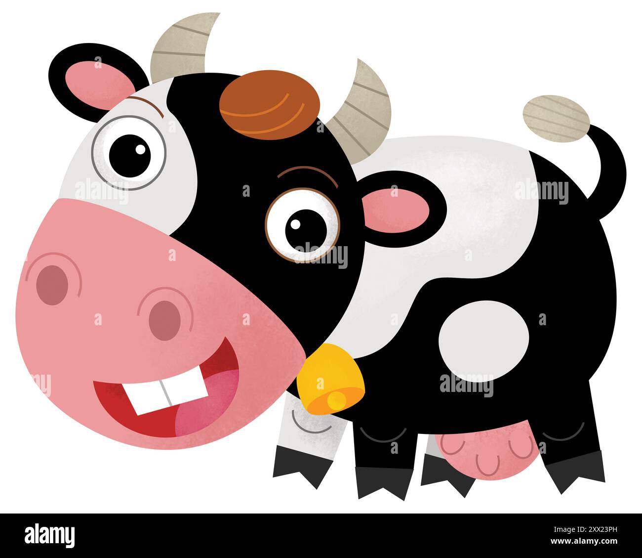 Animale Da Fattoria Per Bambini Libro Da Colorare Mucca Vettoriale Divertente In Stile Cartone
