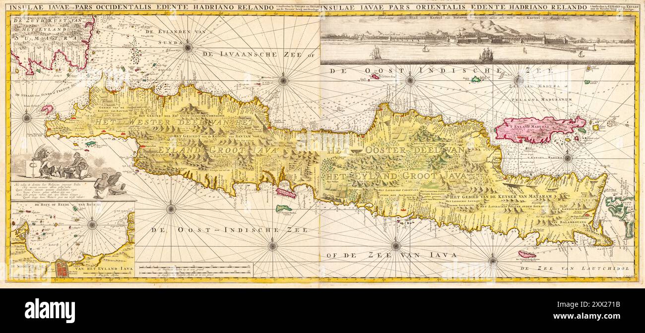 Mappa d'epoca di Giava, Indonesia, circa 1750 Foto Stock