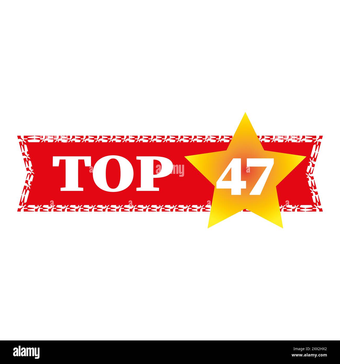 Top 47 banner. Grassetto 47 numero. Accento giallo a stella. Sfondo rosso. Illustrazione Vettoriale