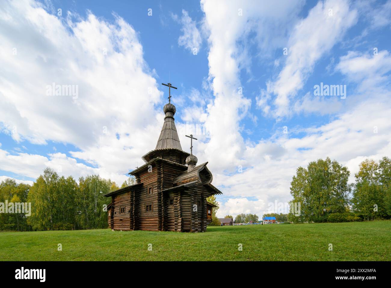 Chiesa di Spaso-Zashiverskaya costruita in legno senza chiodo nel 1600 in Siberia, Russia Foto Stock