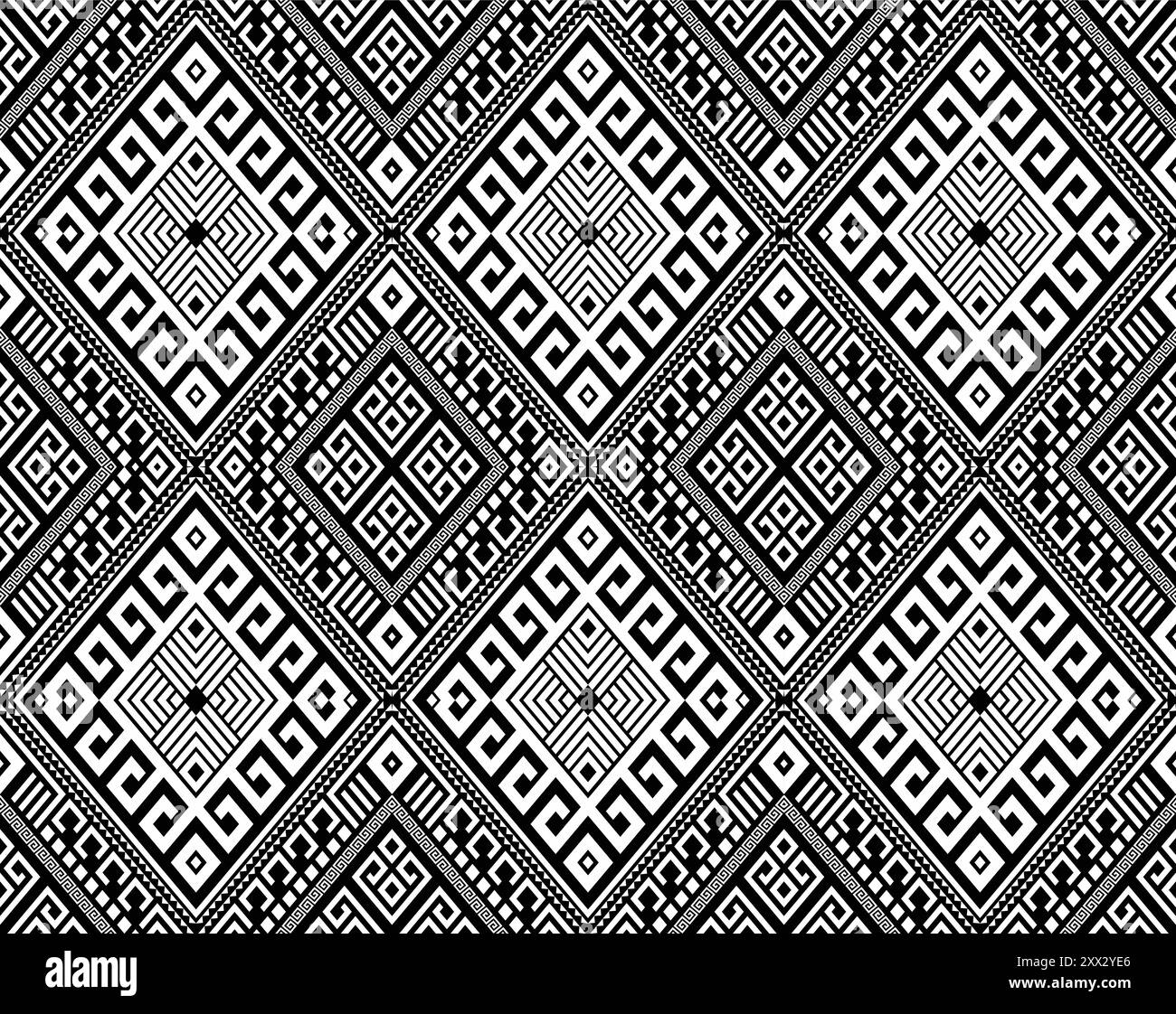 Motivo geometrico etnico astratto diamantato progettato per stampe su sfondo o carta da parati, tessuti o tessuti e altre stampe digitali. Illustrazione Vettoriale