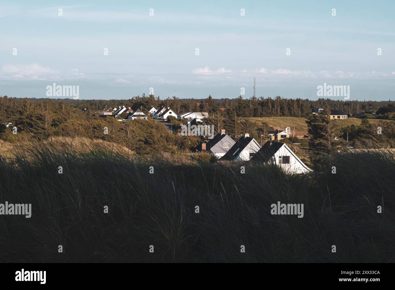 Stenbjerg, una piccola città del parco nazionale di Thy sulla costa occidentale della Danimarca Foto Stock
